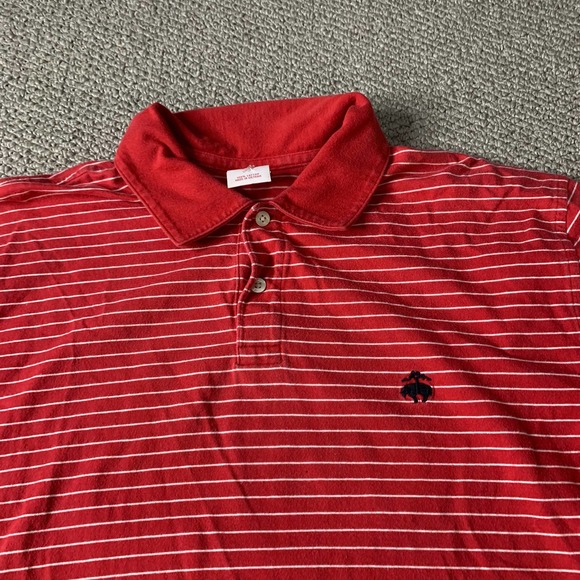 Brooks‎ Brother 346 Mens Polo Shirt Size XL Red/White Striped Short Sleeves - Picture 2 of 11